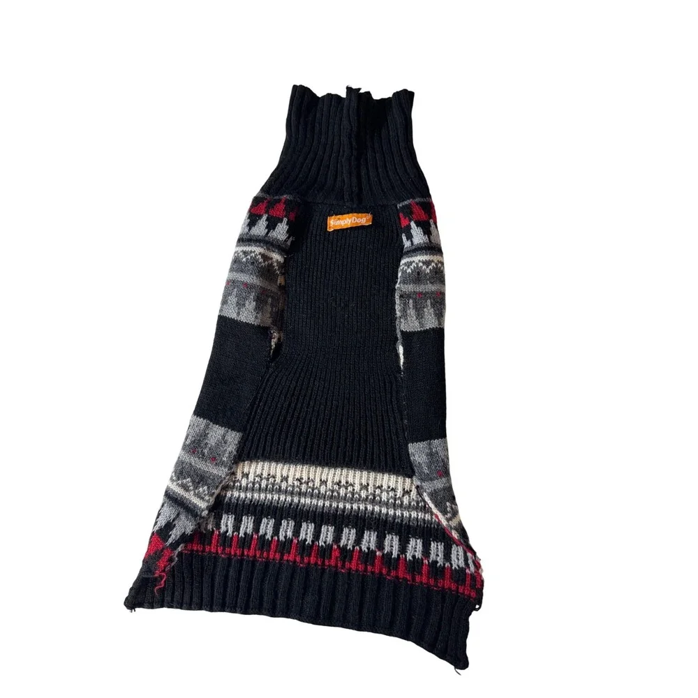Simply Dog Fair‎ Isle Bone Dog Sweater Black Red Grey Size M
